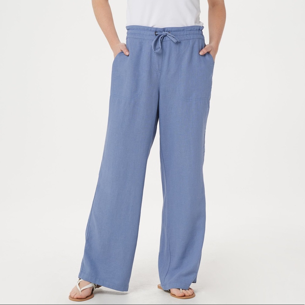 Denim & Co. Linen Blend Pull-On Full-Length Pants NEW